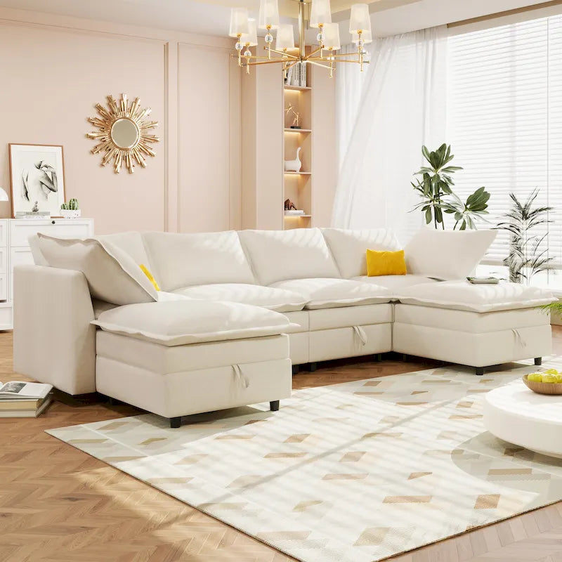 Christopher Knight Home 126  Modular Sectional Sofa with Storage - 126  x 63  x 35 