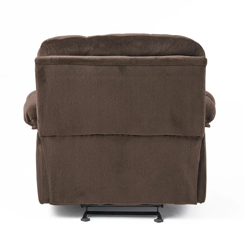 Fauteuil inclinable manuel de luxe — Chocolat, tissu doux pour la peau, deux porte-gobelets