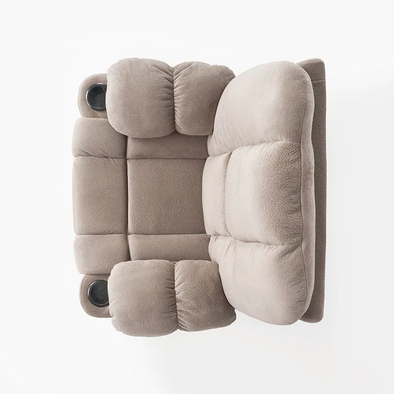 Fauteuil inclinable manuel de luxe — Chocolat, tissu doux pour la peau, deux porte-gobelets