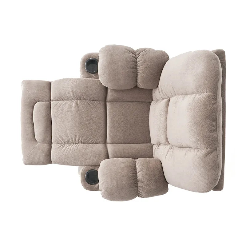 Fauteuil inclinable manuel de luxe — Chocolat, tissu doux pour la peau, deux porte-gobelets