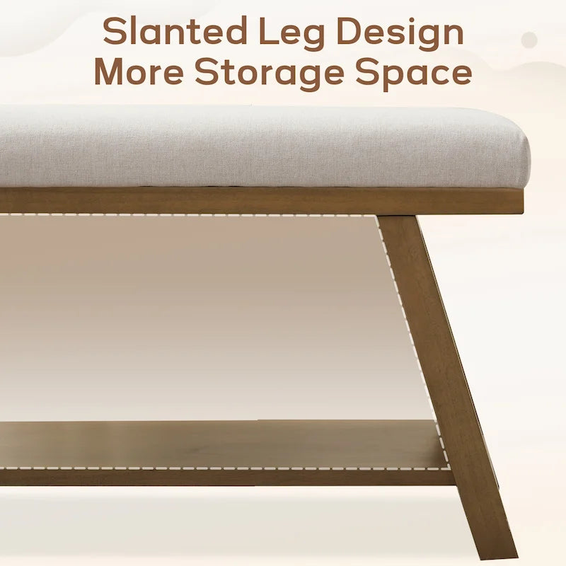 Banc à chaussures en bois massif avec coussin pour entrée