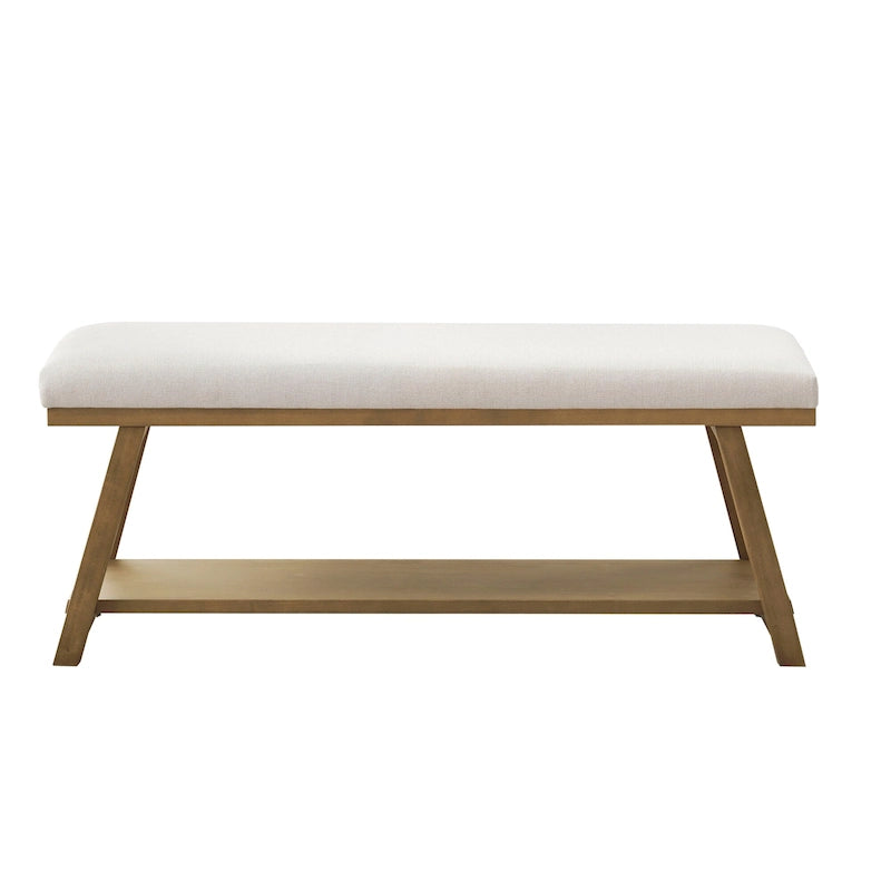 Banc à chaussures en bois massif avec coussin pour entrée