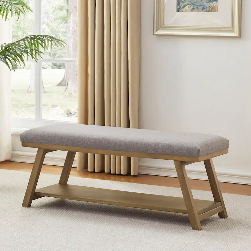 Banc à chaussures en bois massif avec coussin pour entrée