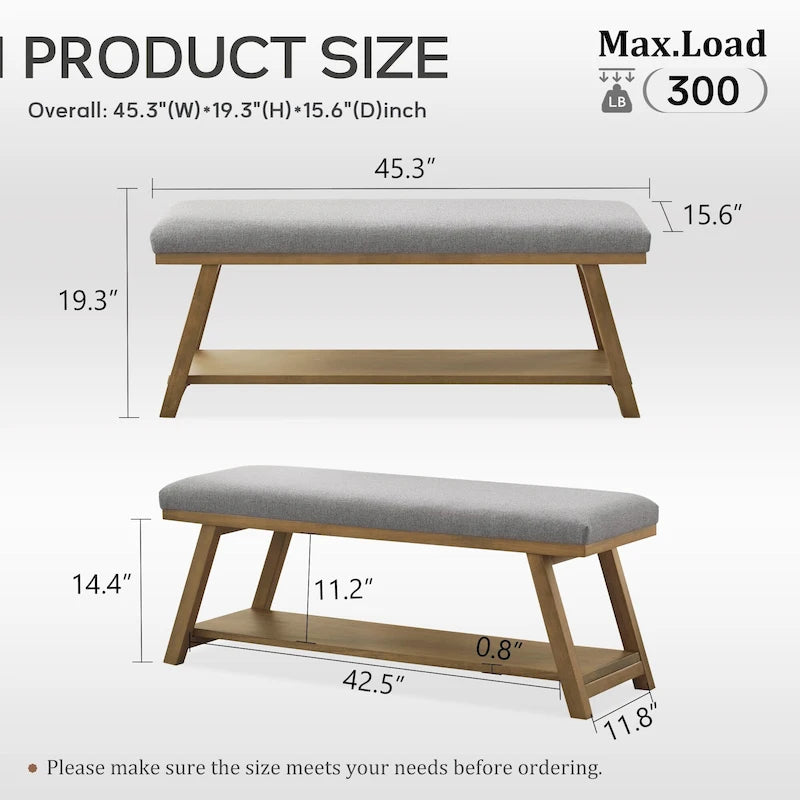 Banc à chaussures en bois massif avec coussin pour entrée