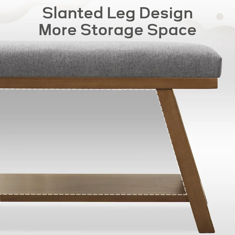Banc à chaussures en bois massif avec coussin pour entrée