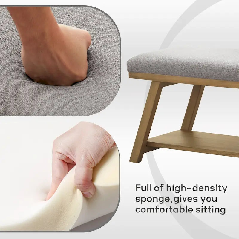 Banc à chaussures en bois massif avec coussin pour entrée