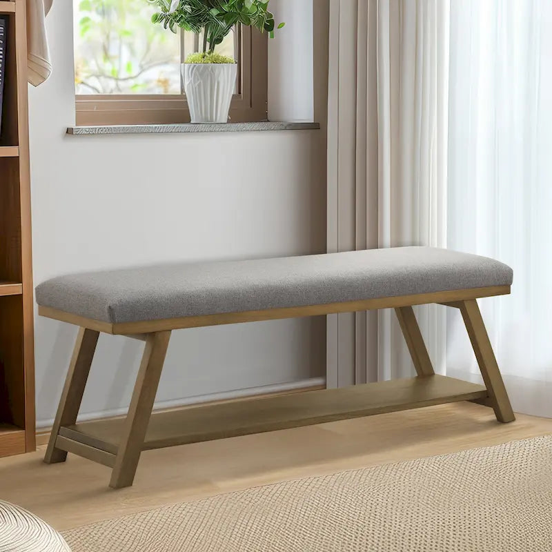Banc à chaussures en bois massif avec coussin pour entrée
