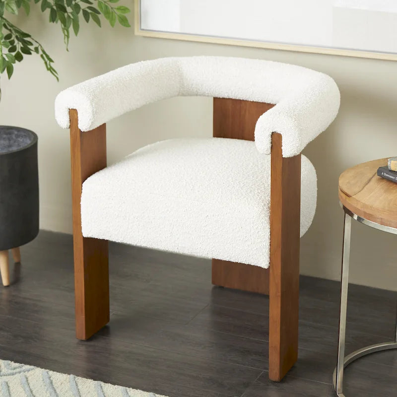 Chaise d'appoint de salon bouclée ronde de style moderne du milieu du siècle