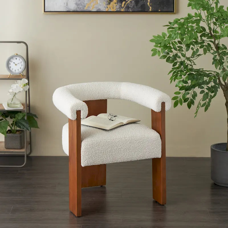 Chaise d'appoint de salon bouclée ronde de style moderne du milieu du siècle