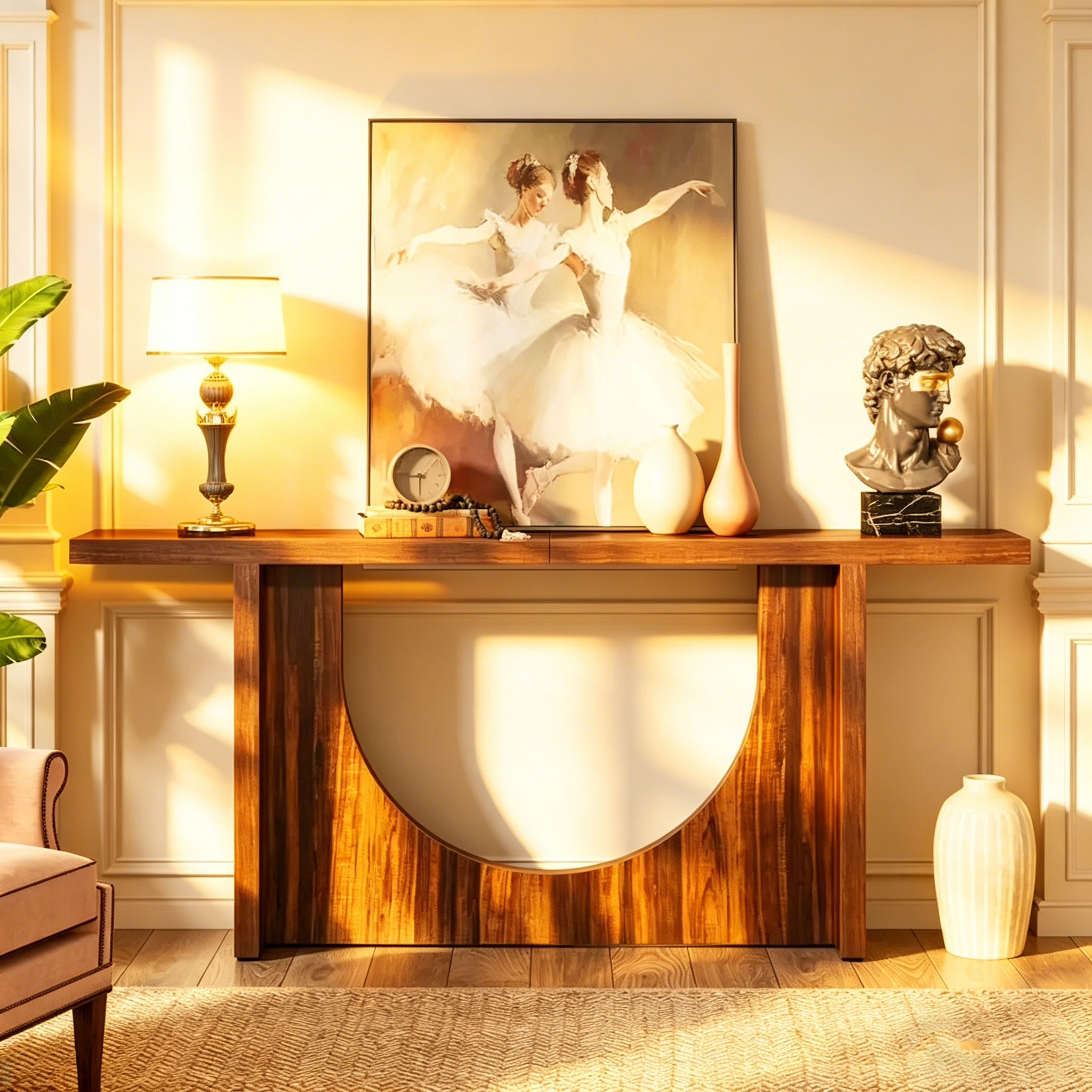 Console de ferme extra longue, Table d'entrée vintage, Table d'appoint de couloir en bois