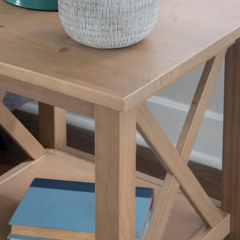 Table d'appoint en bout de canapé style ferme à piètement en X