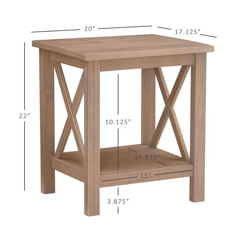 Table d'appoint en bout de canapé style ferme à piètement en X