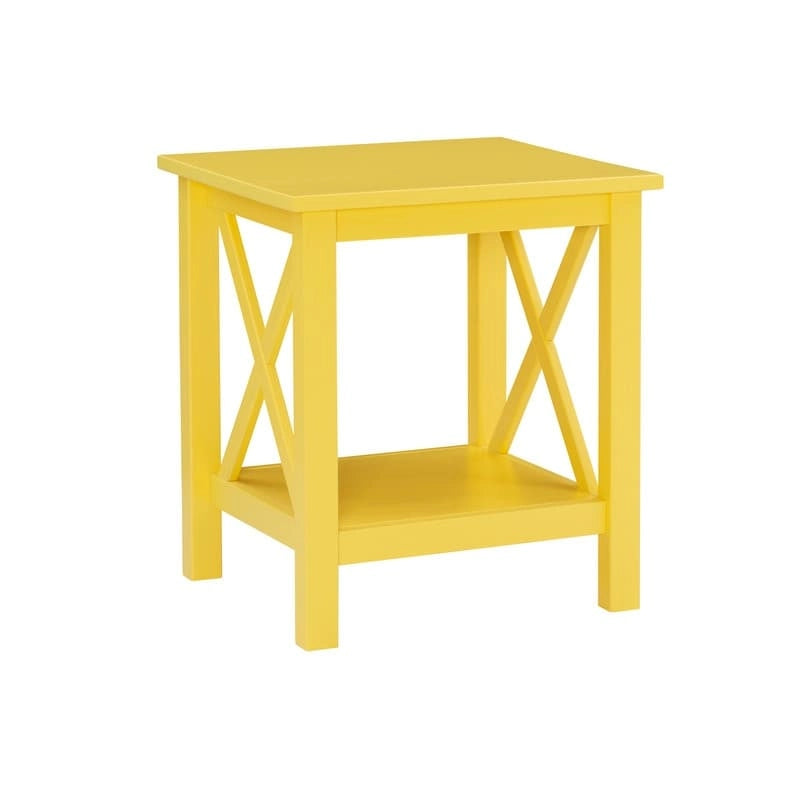 Table d'appoint en bout de canapé style ferme à piètement en X