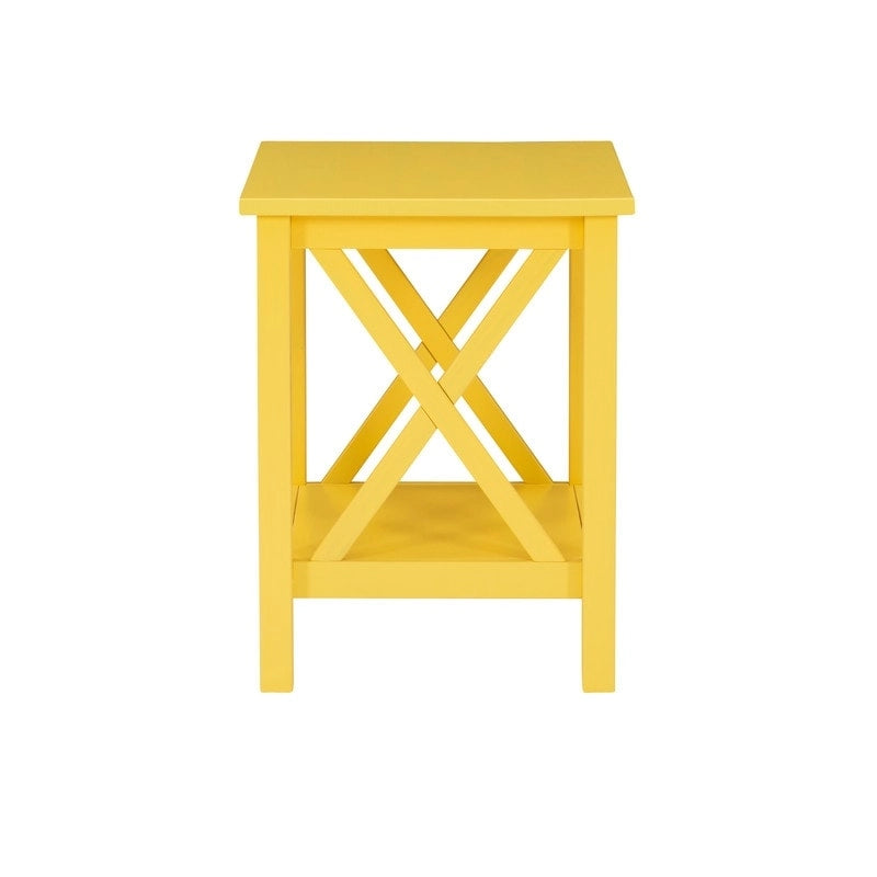 Table d'appoint en bout de canapé style ferme à piètement en X