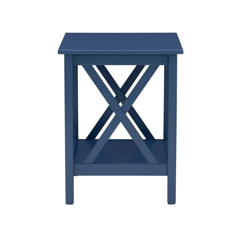Table d'appoint en bout de canapé style ferme à piètement en X