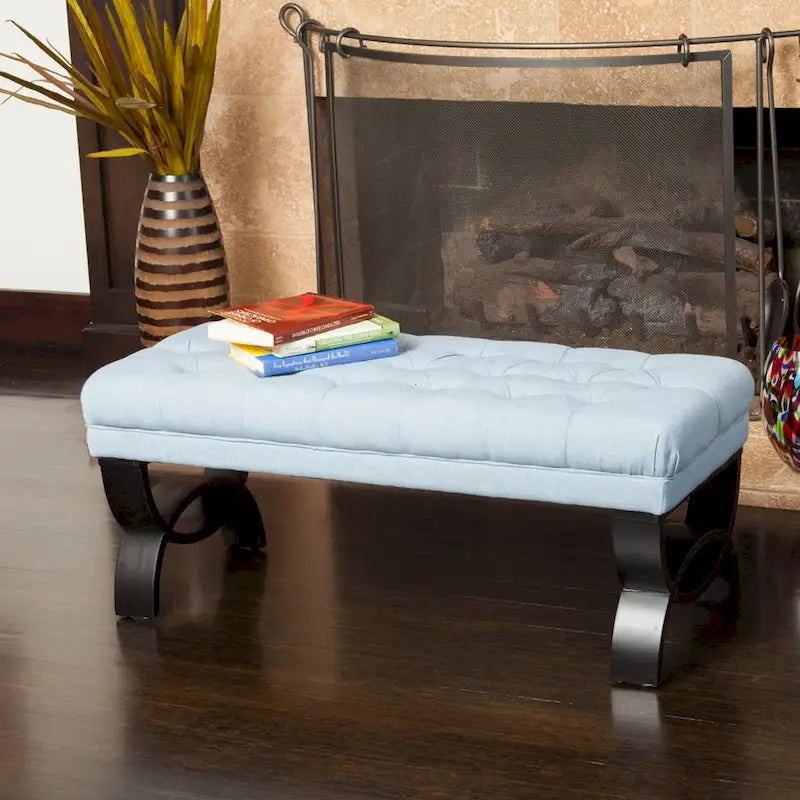 Banc en tissu capitonné — 41,00 (L) x 17,25 (l) x 16,75 (H)