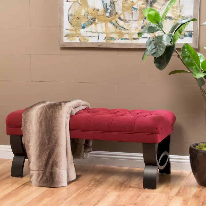 Banc en tissu capitonné — 41,00 (L) x 17,25 (l) x 16,75 (H)