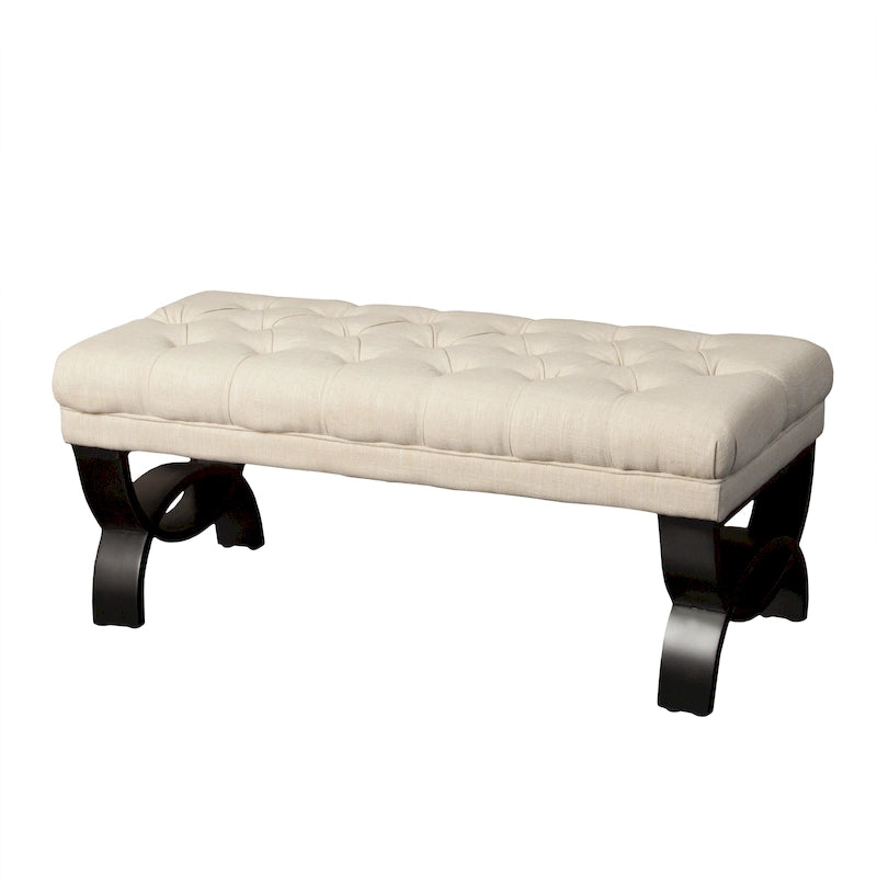 Banc en tissu capitonné — 41,00 (L) x 17,25 (l) x 16,75 (H)