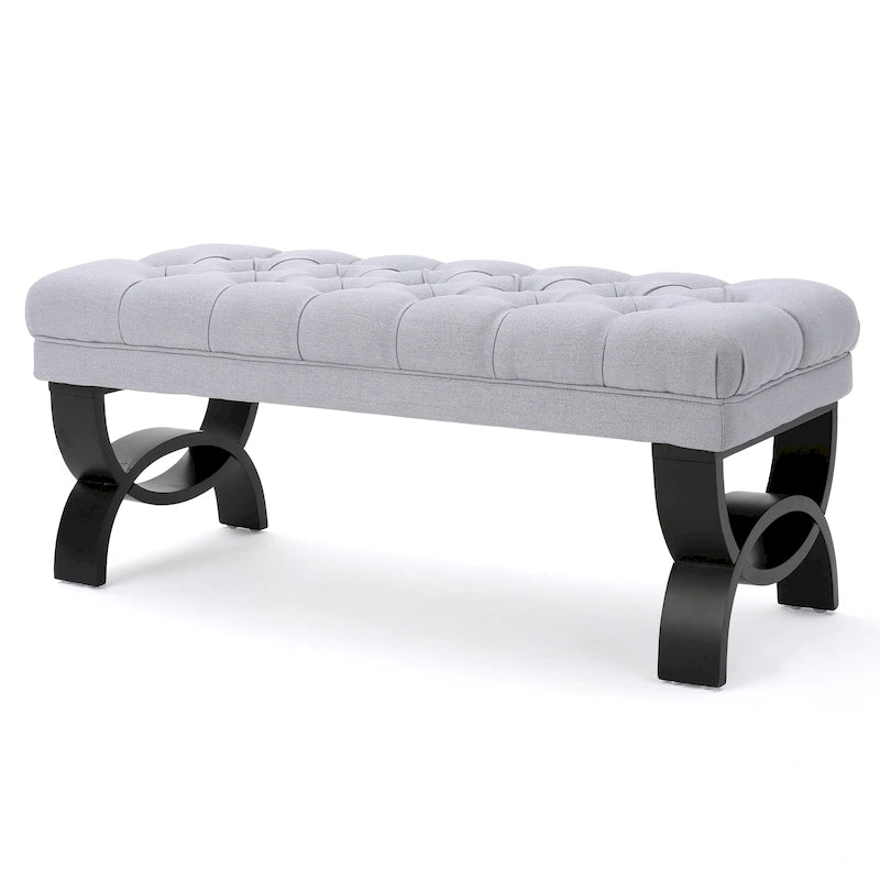 Banc en tissu capitonné — 41,00 (L) x 17,25 (l) x 16,75 (H)