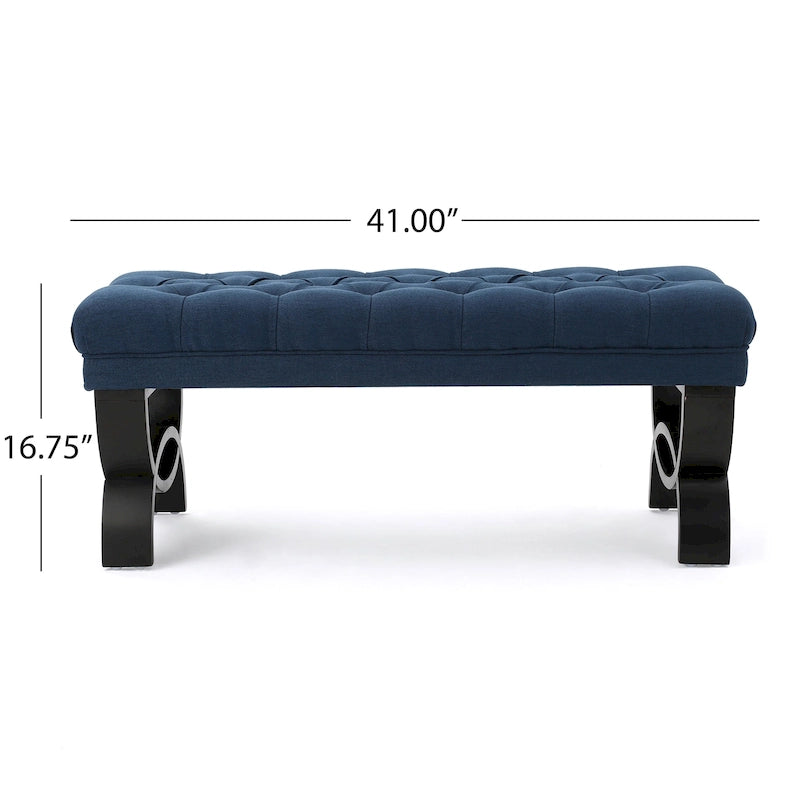 Banc en tissu capitonné — 41,00 (L) x 17,25 (l) x 16,75 (H)