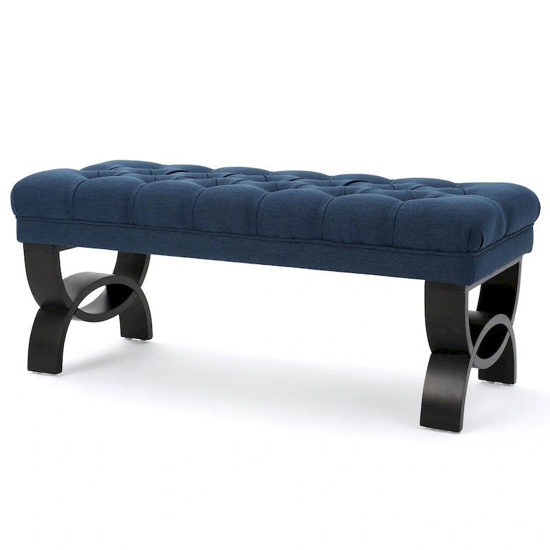 Banc en tissu capitonné — 41,00 (L) x 17,25 (l) x 16,75 (H)
