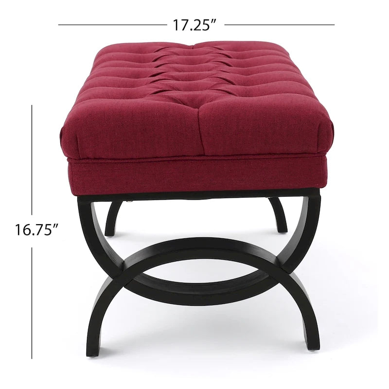 Banc en tissu capitonné — 41,00 (L) x 17,25 (l) x 16,75 (H)