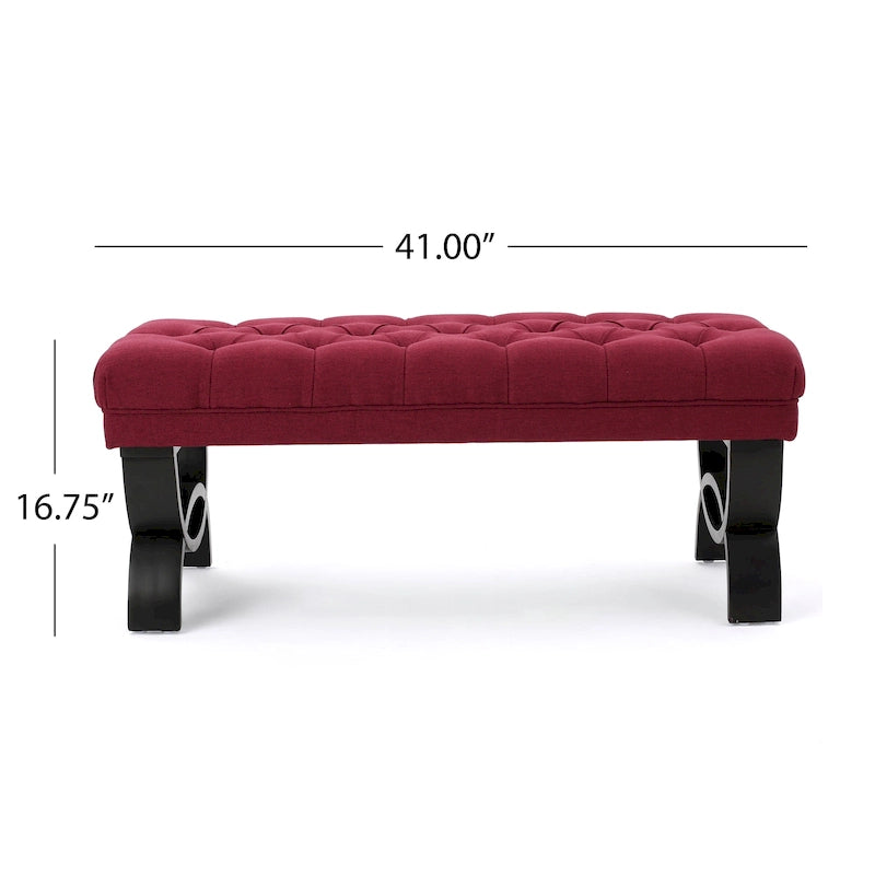 Banc en tissu capitonné — 41,00 (L) x 17,25 (l) x 16,75 (H)