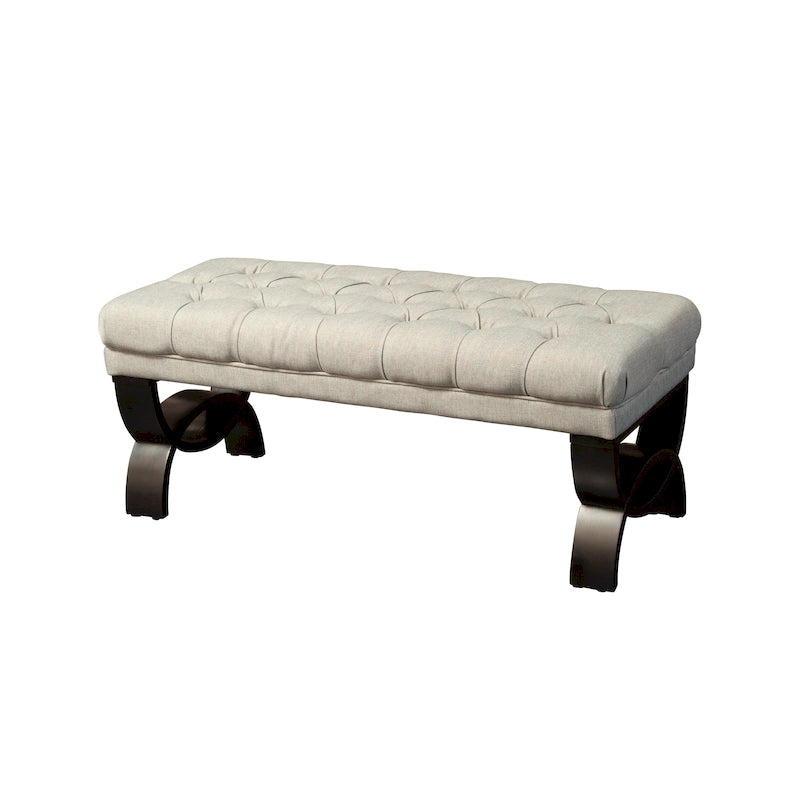 Banc en tissu capitonné — 41,00 (L) x 17,25 (l) x 16,75 (H)