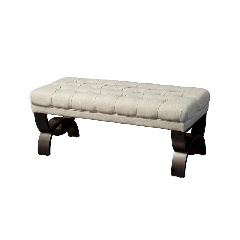Banc en tissu capitonné — 41,00 (L) x 17,25 (l) x 16,75 (H)