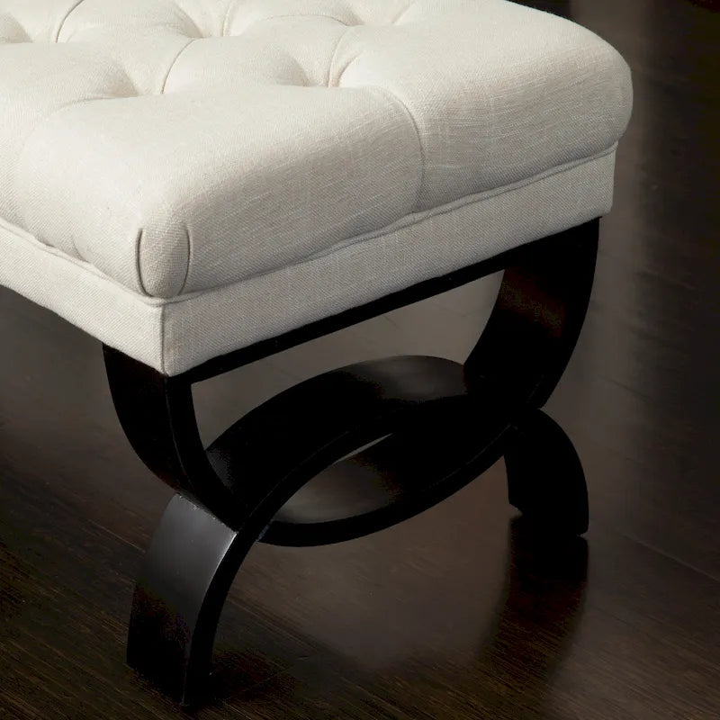 Banc en tissu capitonné — 41,00 (L) x 17,25 (l) x 16,75 (H)