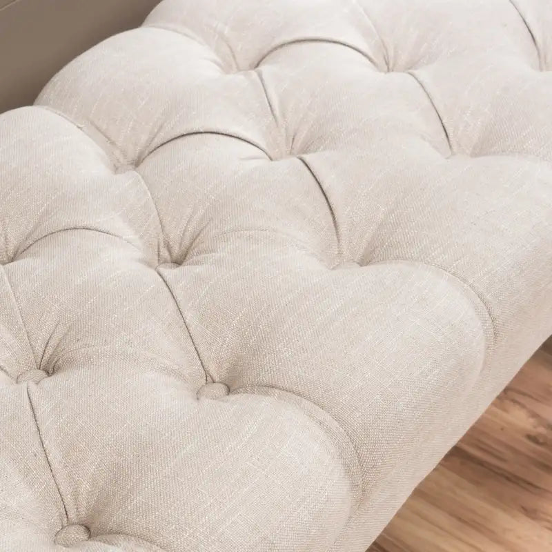 Banc en tissu capitonné — 41,00 (L) x 17,25 (l) x 16,75 (H)