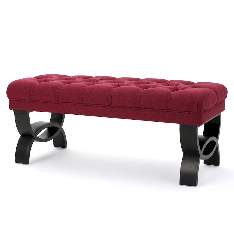 Banc en tissu capitonné — 41,00 (L) x 17,25 (l) x 16,75 (H)