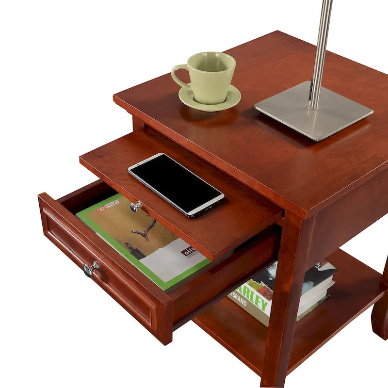 Table d'appoint à tiroir unique (avec tablette coulissante)