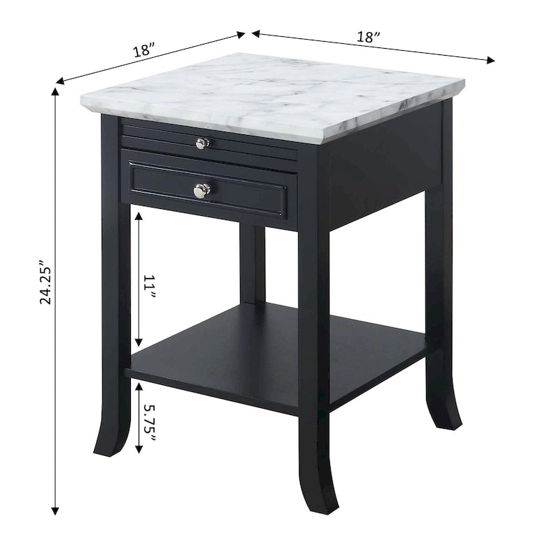 Table d'appoint à tiroir unique (avec tablette coulissante)