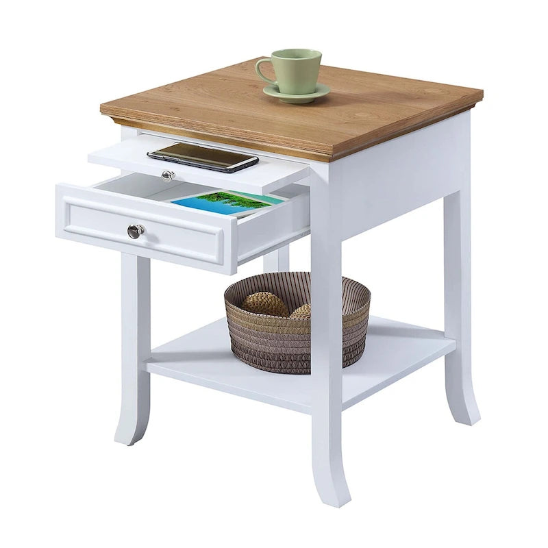 Table d'appoint à tiroir unique (avec tablette coulissante)