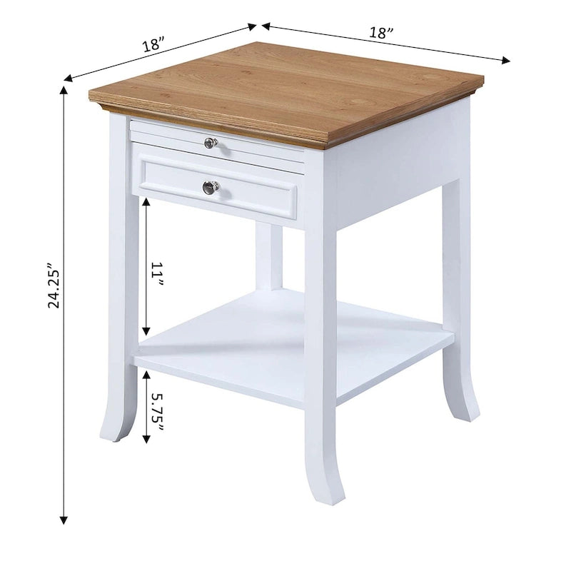 Table d'appoint à tiroir unique (avec tablette coulissante)