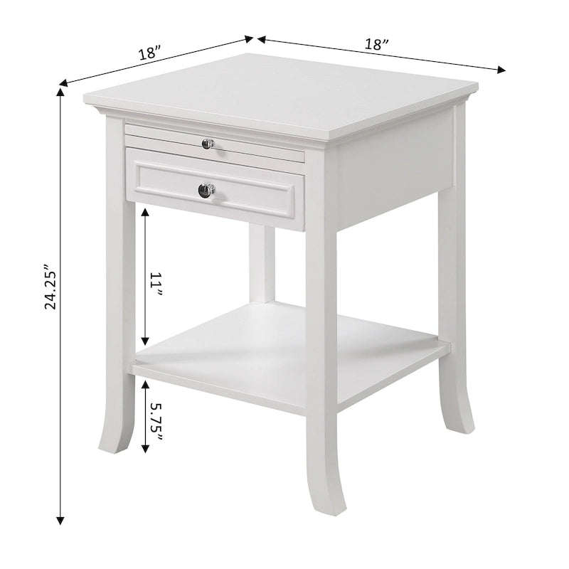 Table d'appoint à tiroir unique (avec tablette coulissante)