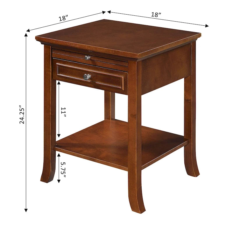 Table d'appoint à tiroir unique (avec tablette coulissante)