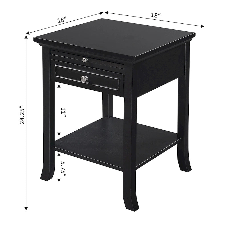 Table d'appoint à tiroir unique (avec tablette coulissante)