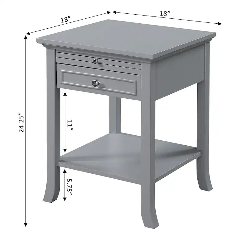 Table d'appoint à tiroir unique (avec tablette coulissante)