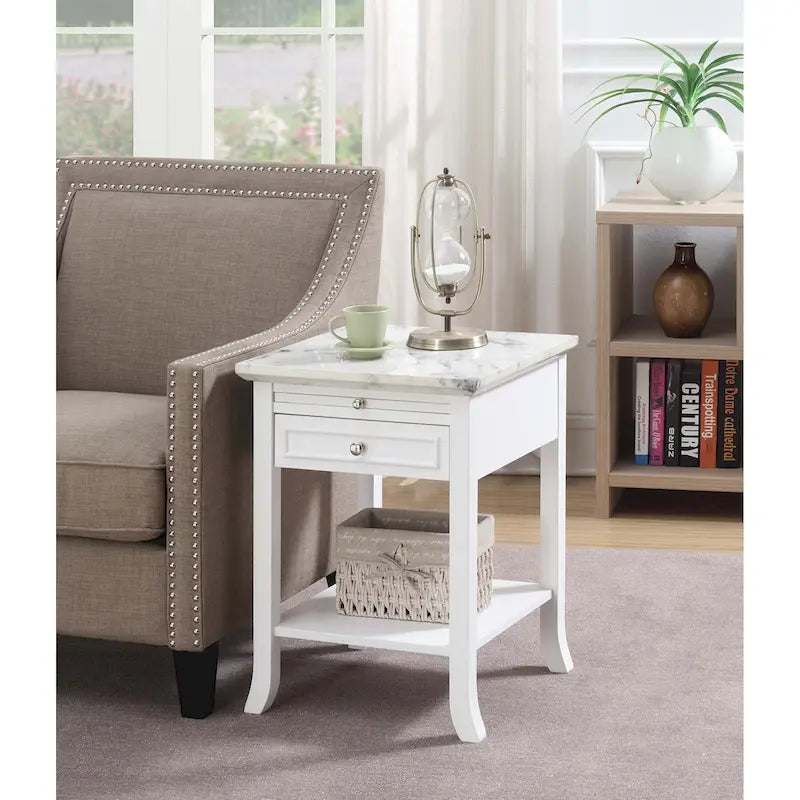 Table d'appoint à tiroir unique (avec tablette coulissante)