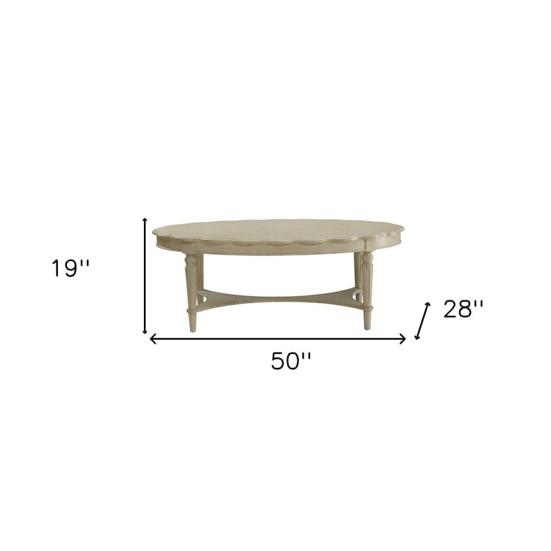 Table basse blanche antique 50 X 28 X 19