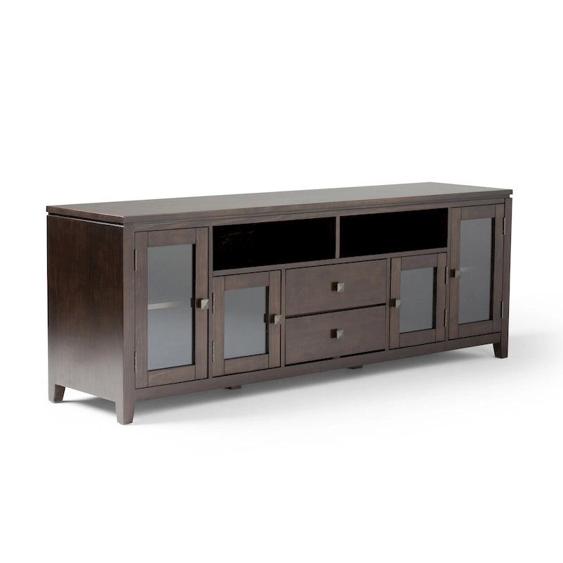 Meuble TV de style moderne en bois massif de 72 pouces de large