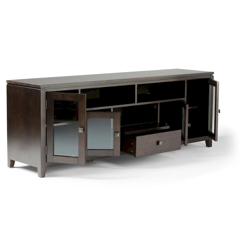 Meuble TV de style moderne en bois massif de 72 pouces de large