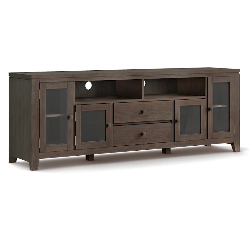 Meuble TV de style moderne en bois massif de 72 pouces de large