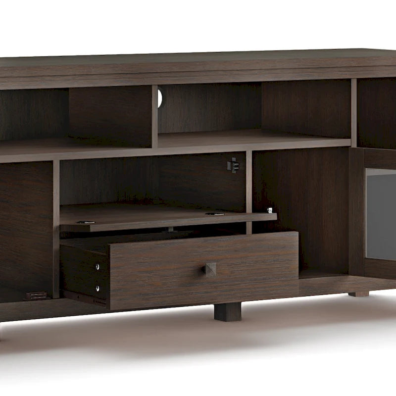 Meuble TV de style moderne en bois massif de 72 pouces de large