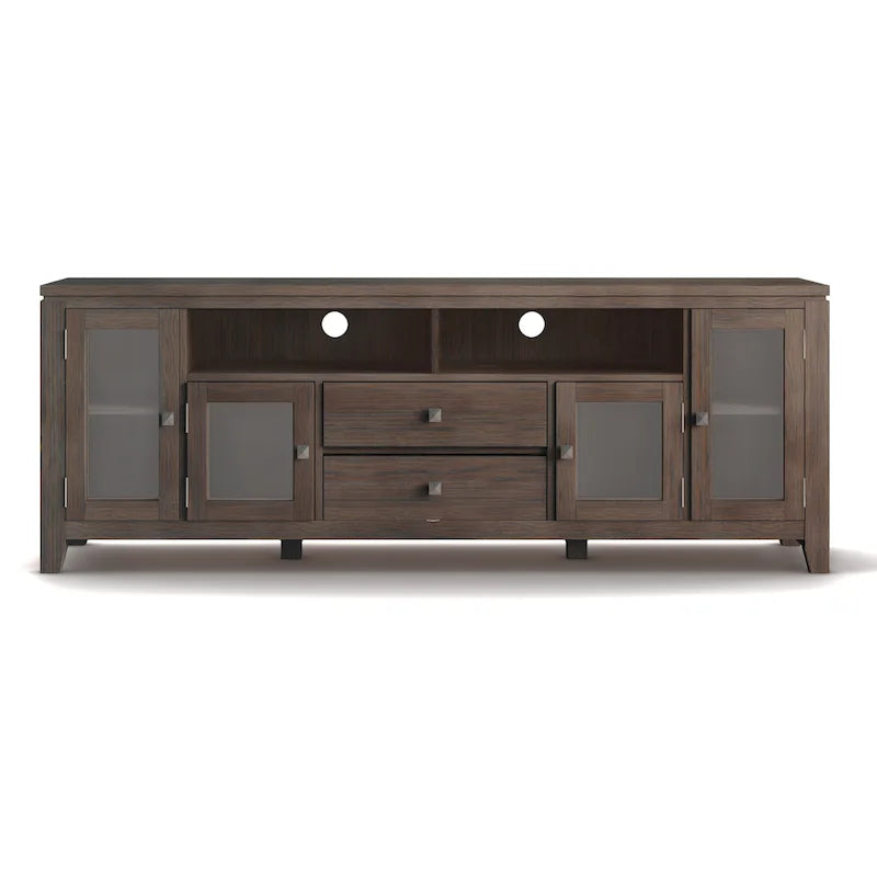 Meuble TV de style moderne en bois massif de 72 pouces de large