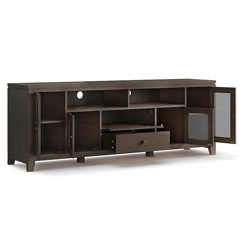 Meuble TV de style moderne en bois massif de 72 pouces de large