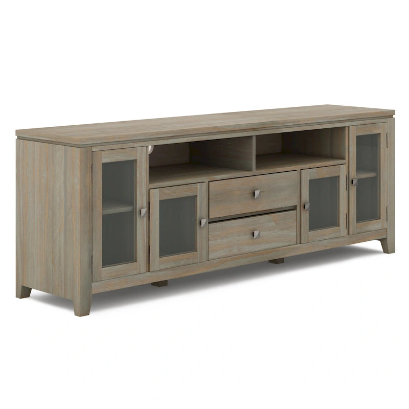 Meuble TV de style moderne en bois massif de 72 pouces de large
