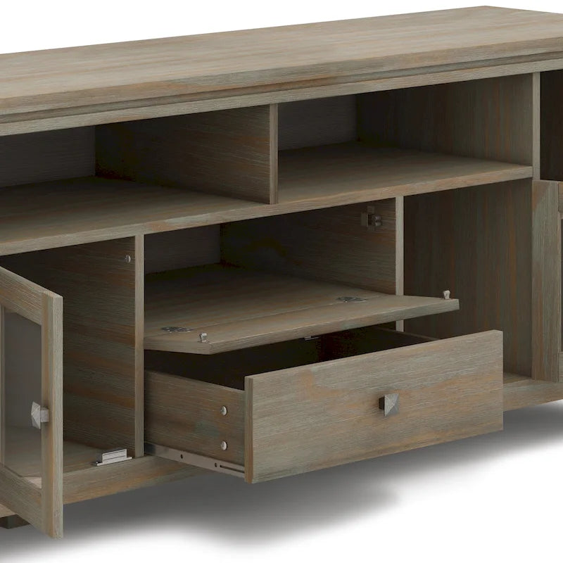 Meuble TV de style moderne en bois massif de 72 pouces de large